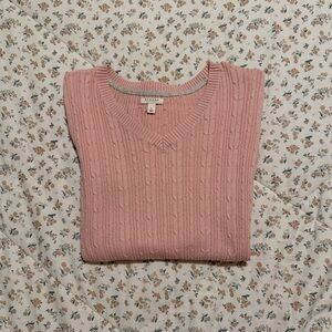 Sonoma Pink V-Neck Cable Knit Sweater